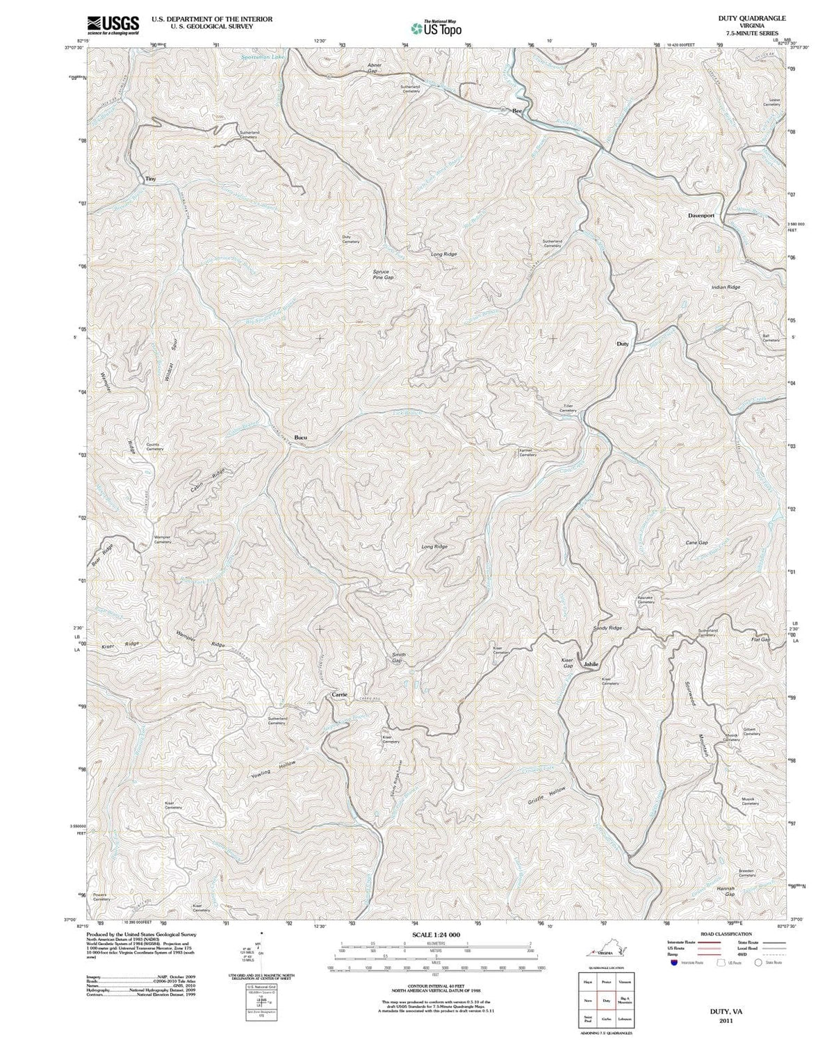 2011 Duty, VA - Virginia - USGS Topographic Map