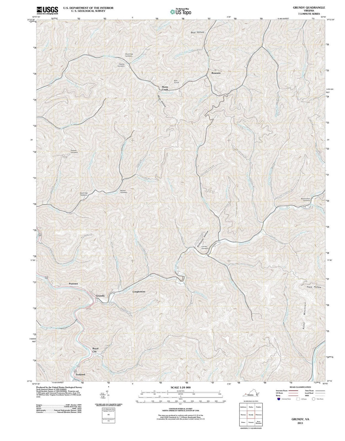 2011 Grundy, VA - Virginia - USGS Topographic Map