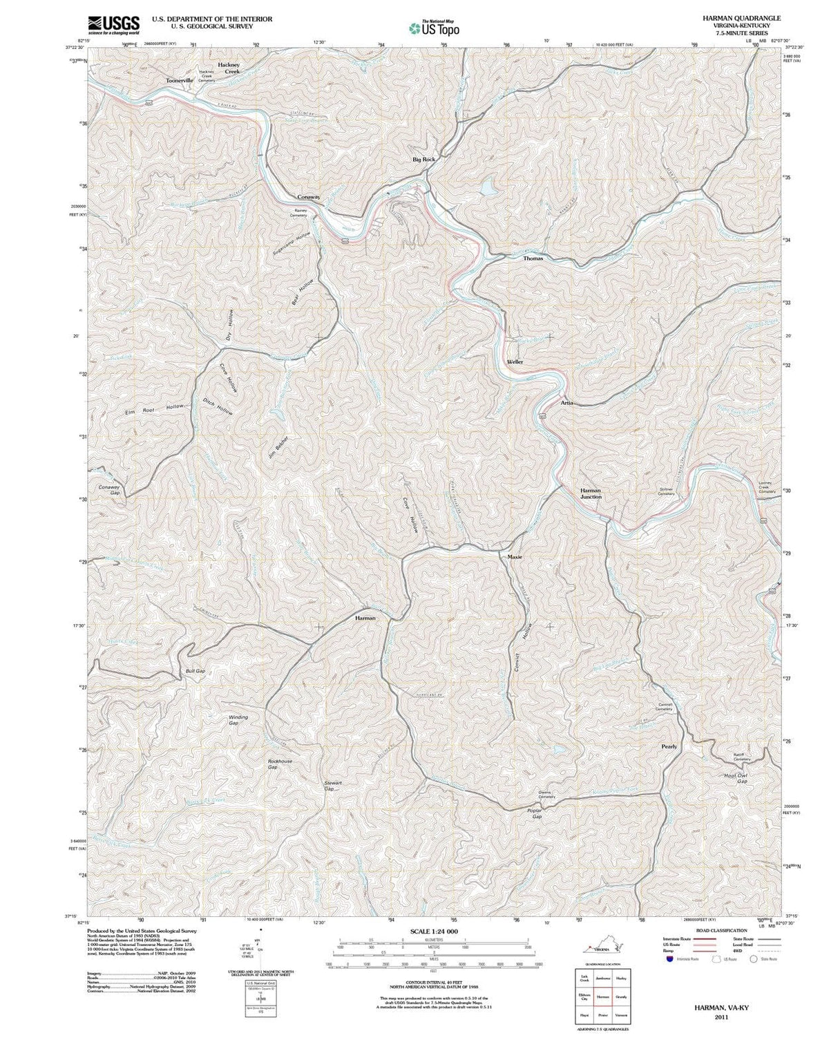 2011 Harman, VA - Virginia - USGS Topographic Map