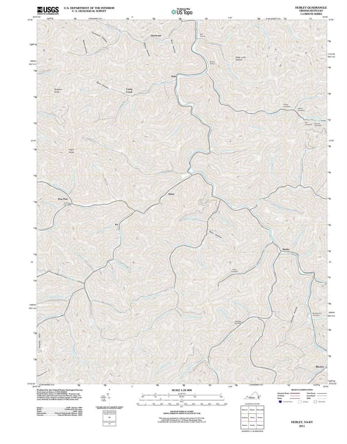 2011 Hurley, VA - Virginia - USGS Topographic Map