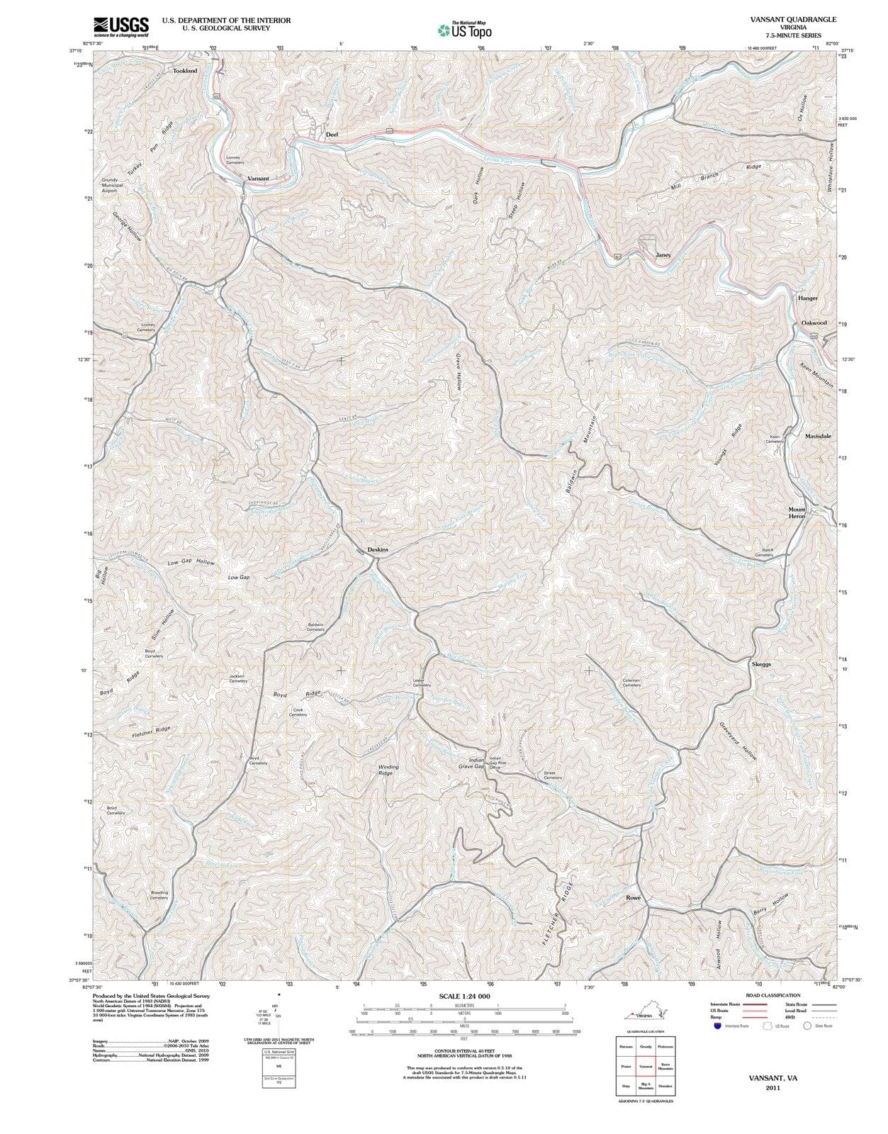 2011 Vansant, VA - Virginia - USGS Topographic Map