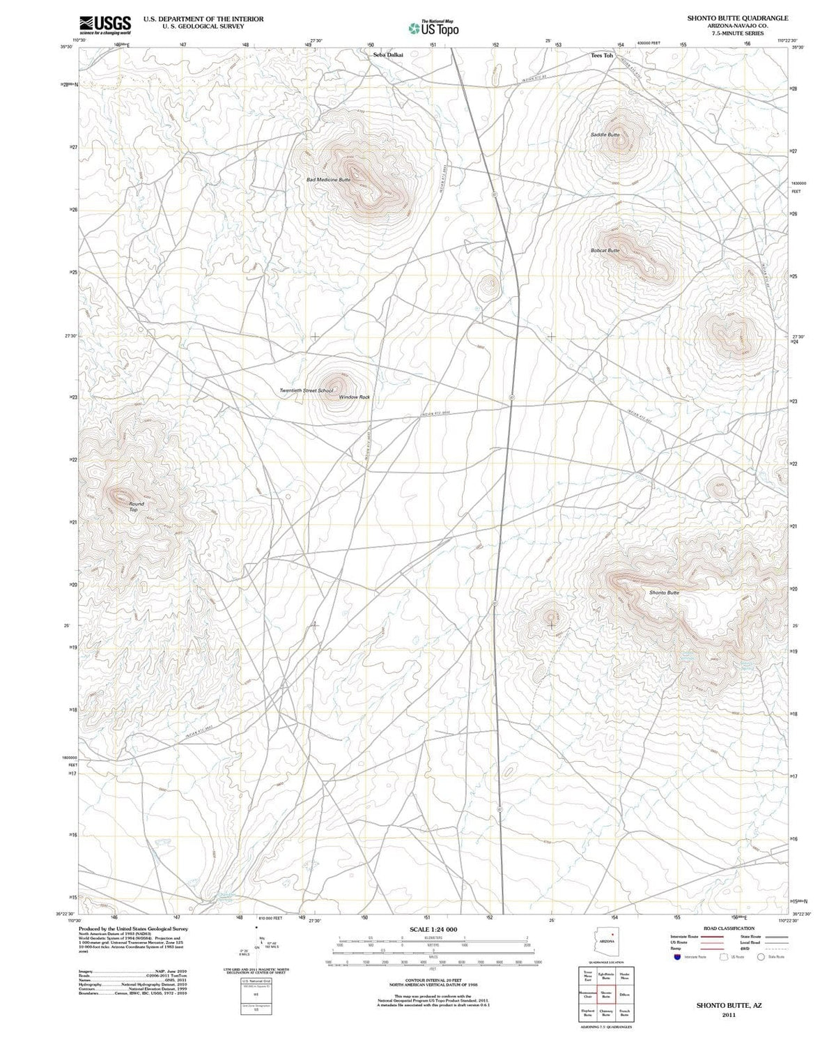 2011 Shonto Butte, AZ - Arizona - USGS Topographic Map