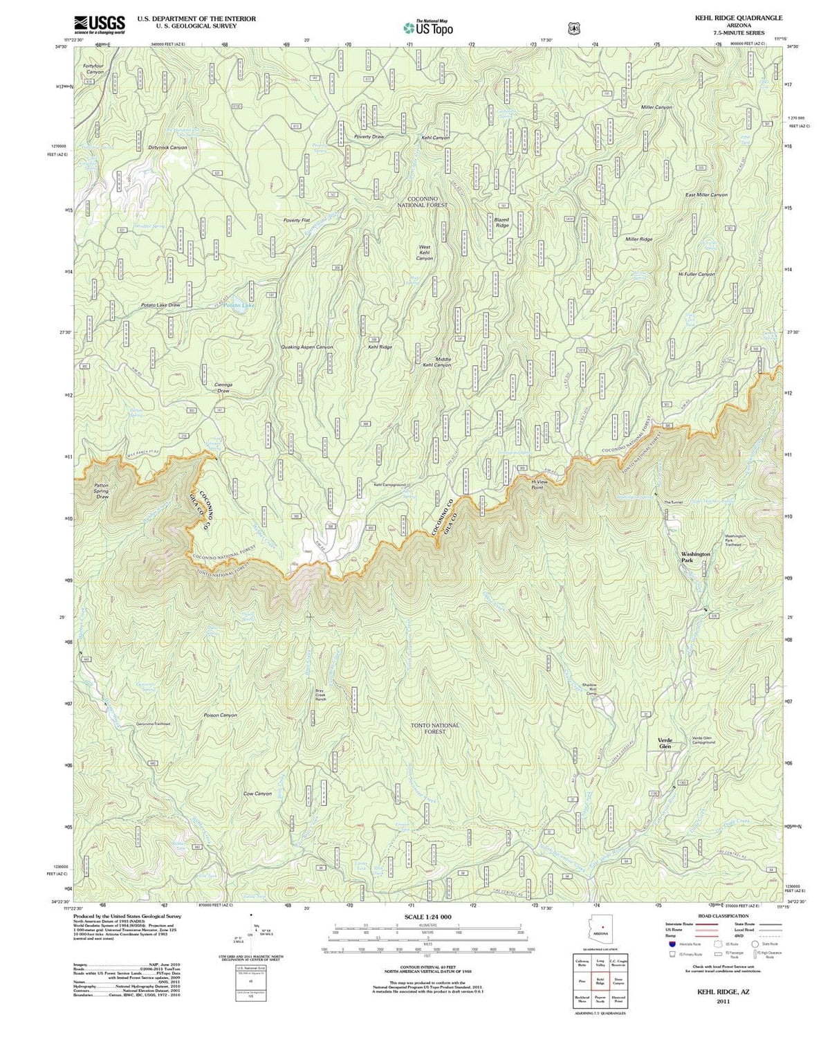 2011 Kehl Ridge, AZ - Arizona - USGS Topographic Map
