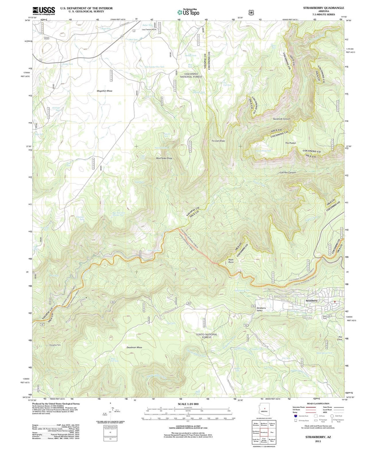 2011 Strawberry, AZ - Arizona - USGS Topographic Map