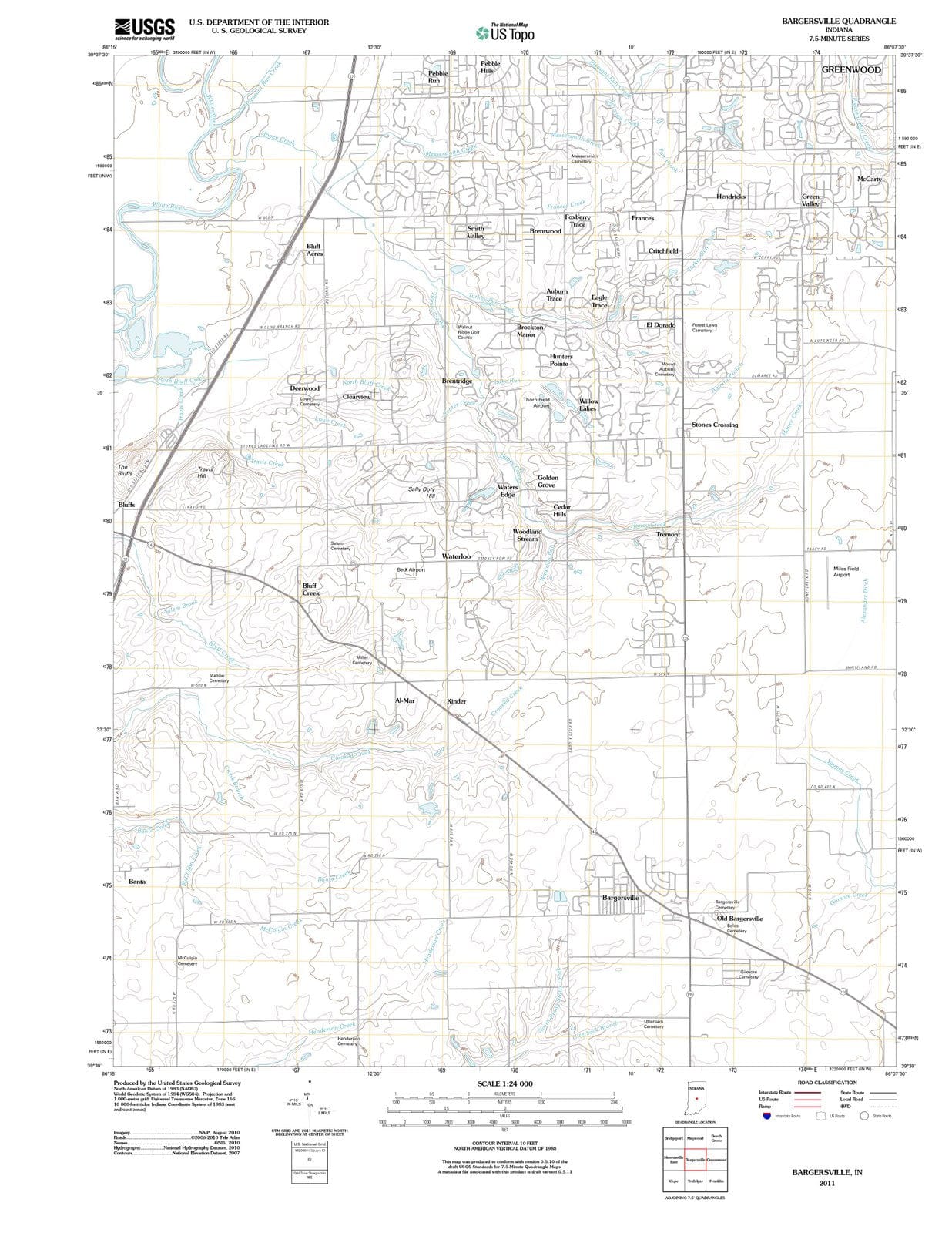 2011 Bargersville, in - Indiana - USGS Topographic Map