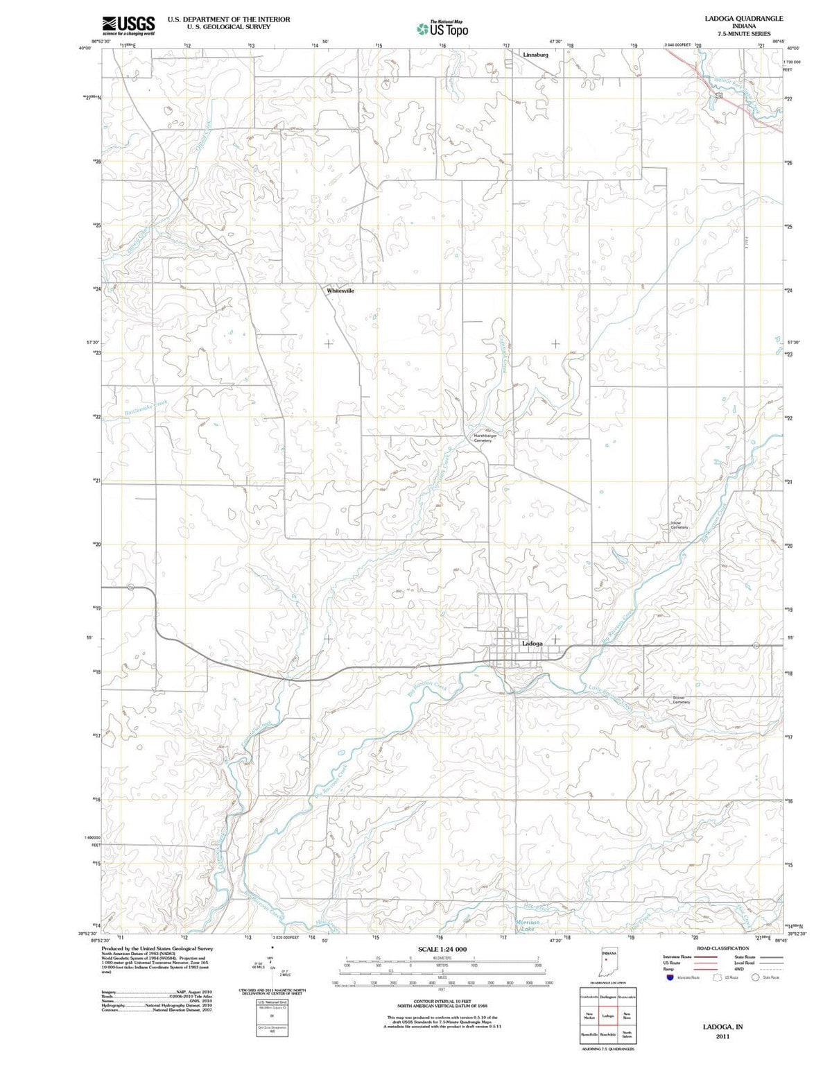 2011 Ladoga, in - Indiana - USGS Topographic Map