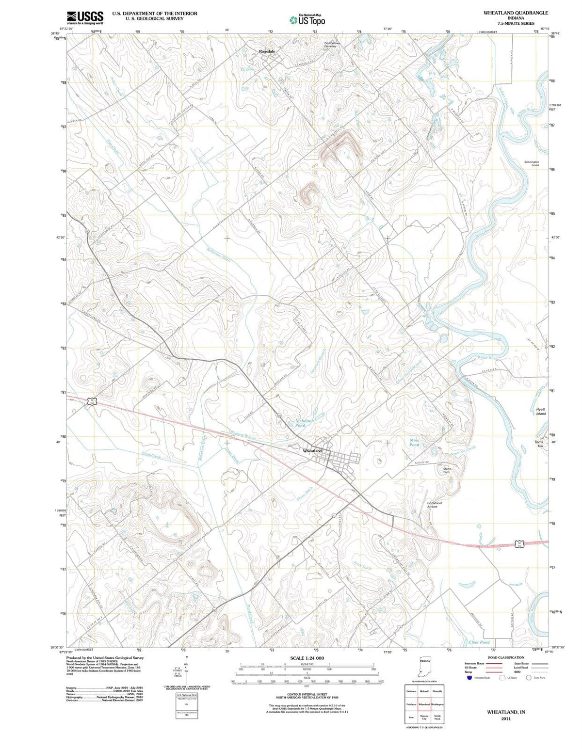 2011 Wheatland, in - Indiana - USGS Topographic Map