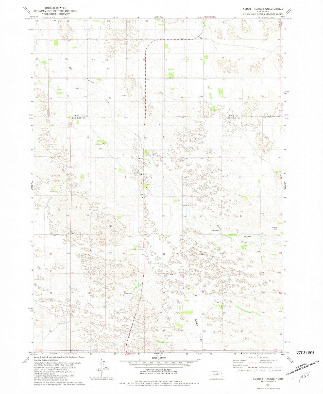 1981 Abbott Ranch, NE - Nebraska - USGS Topographic Map