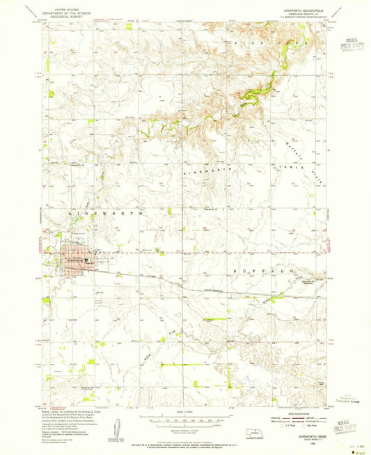 1954 Ainsworth, NE - Nebraska - USGS Topographic Map v3