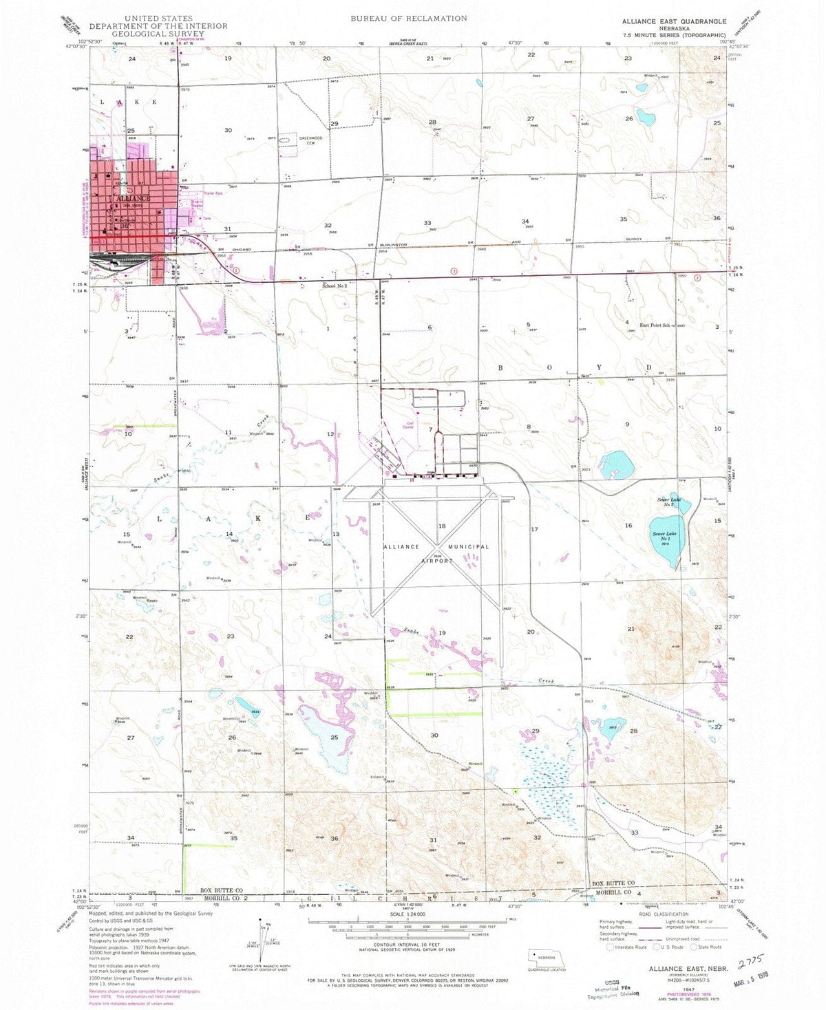 1947 Alliance East, NE - Nebraska - USGS Topographic Map