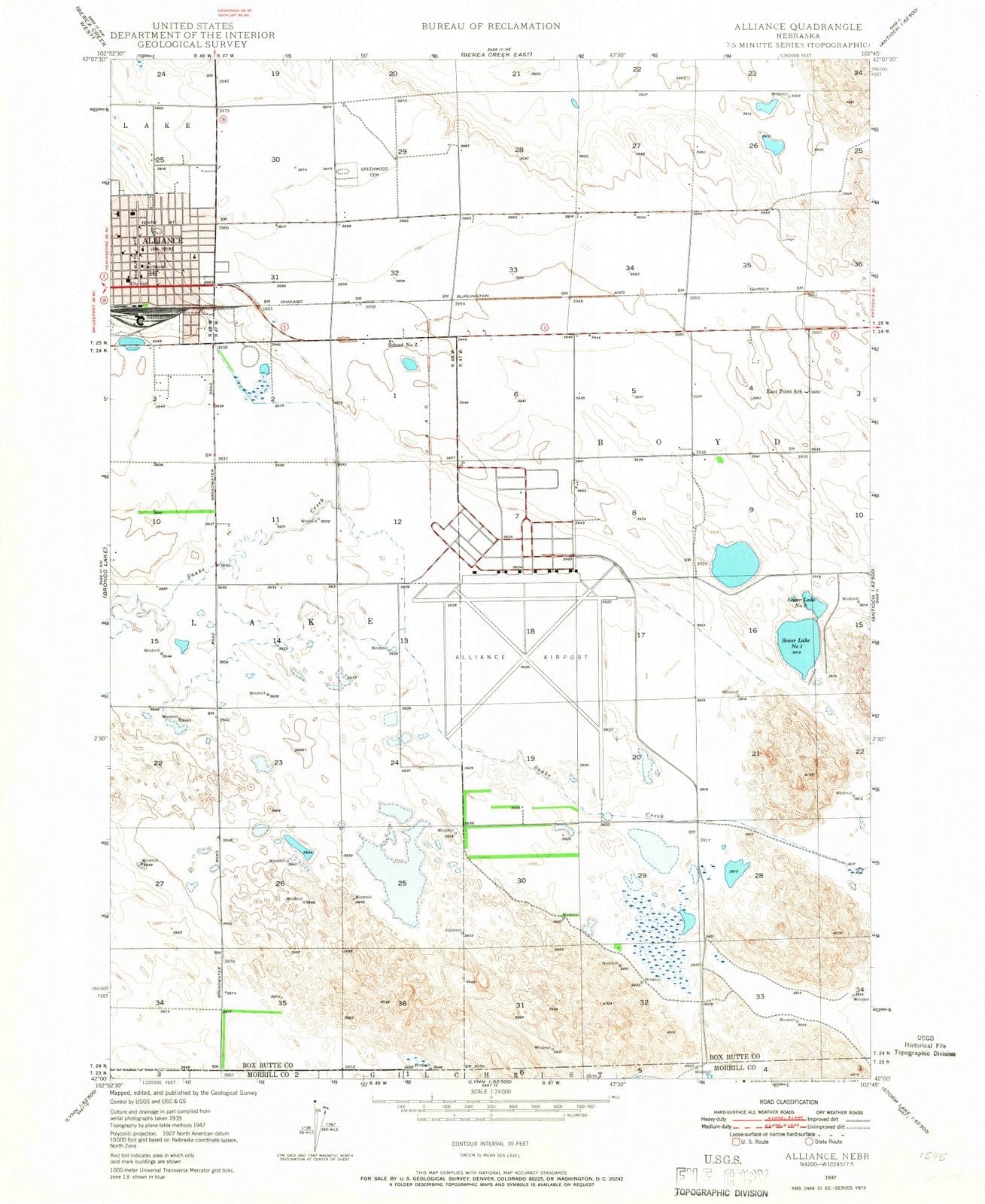 1947 Alliance, NE - Nebraska - USGS Topographic Map