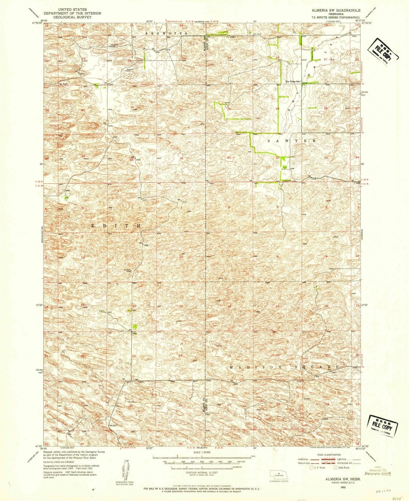 1952 Almeria, NE - Nebraska - USGS Topographic Map v3