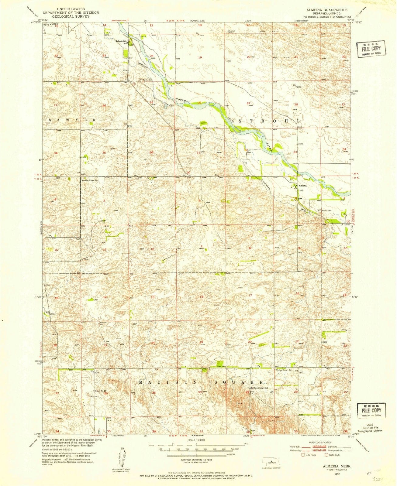 1952 Almeria, NE - Nebraska - USGS Topographic Map v4
