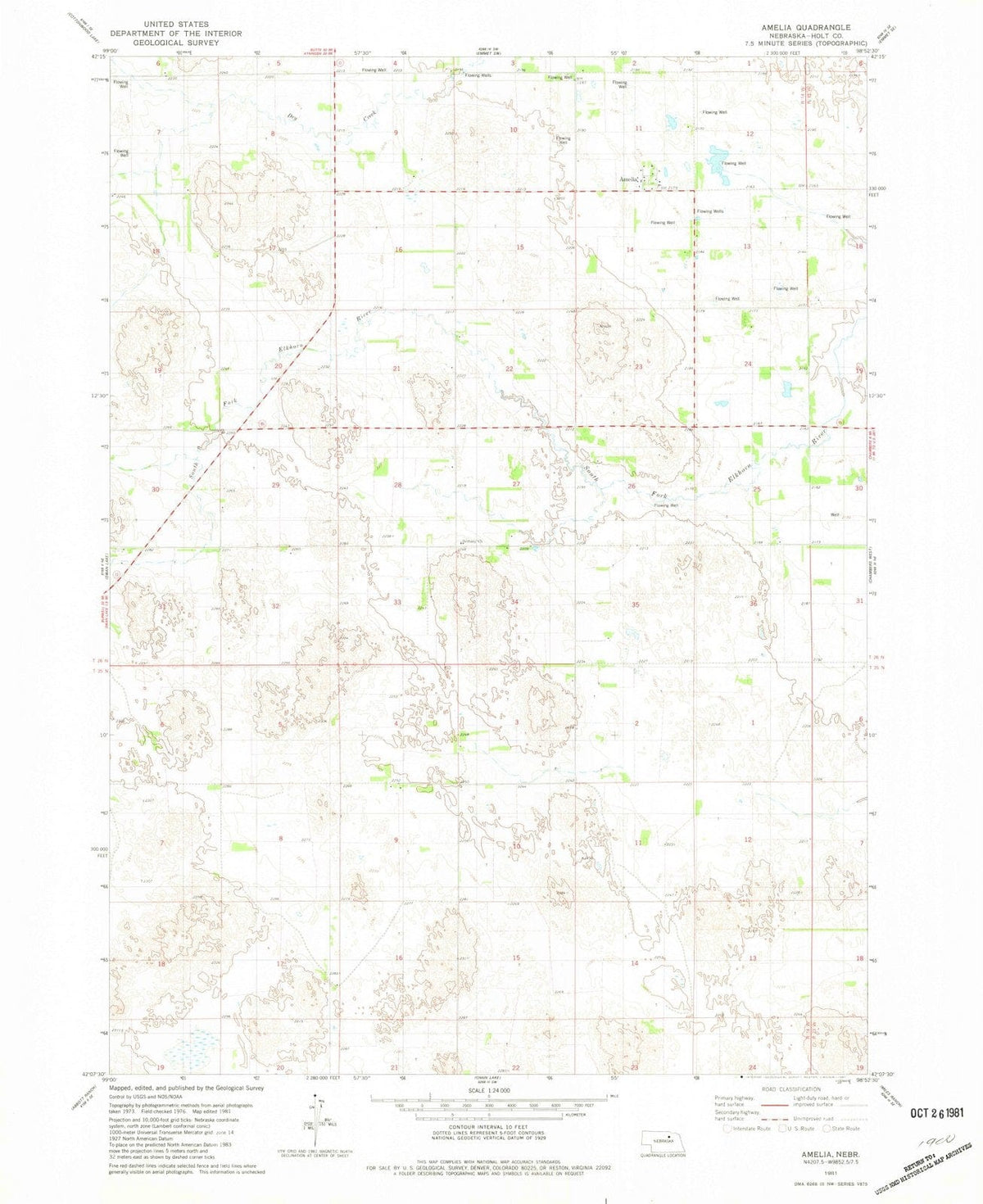 1981 Amelia, NE - Nebraska - USGS Topographic Map