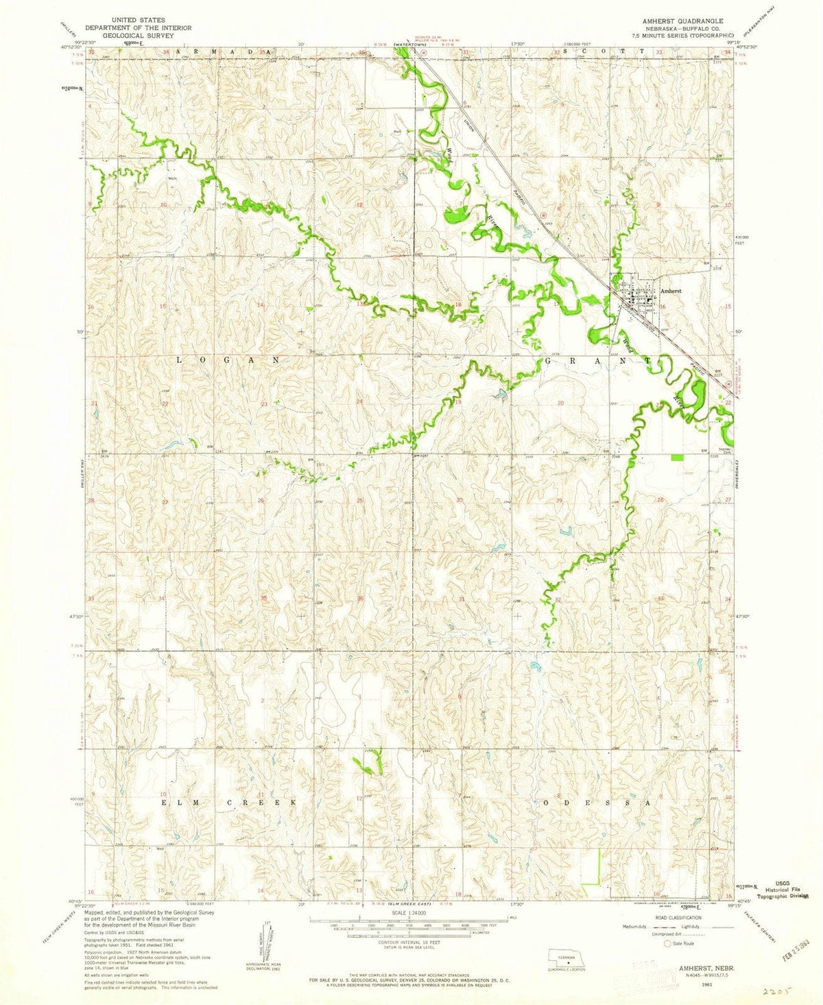 1961 Amherst, NE - Nebraska - USGS Topographic Map