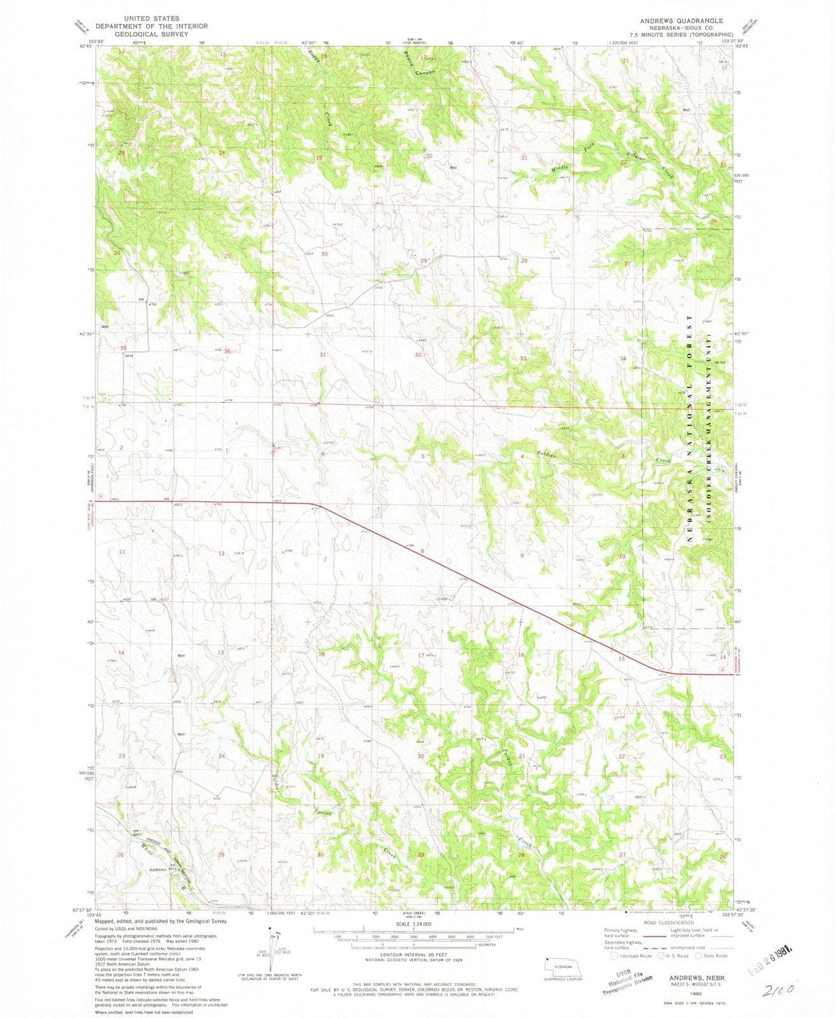 1980 Andrews, NE - Nebraska - USGS Topographic Map
