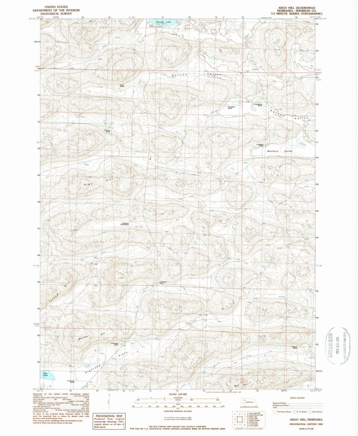 1989 Argo Hill, NE - Nebraska - USGS Topographic Map