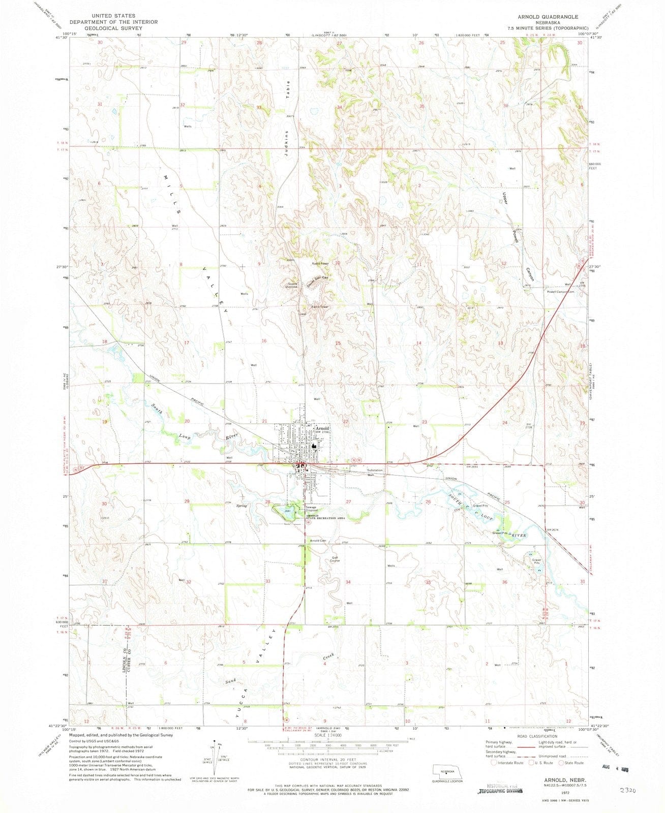 1972 Arnold, NE - Nebraska - USGS Topographic Map v2
