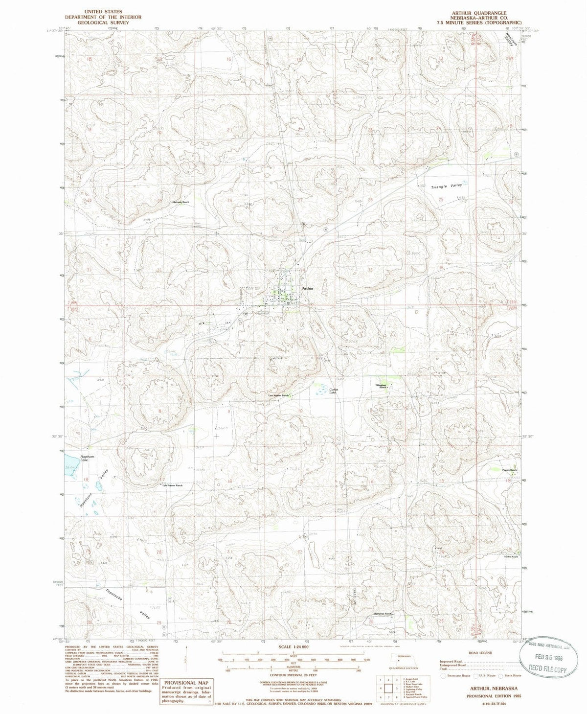 1985 Arthur, NE - Nebraska - USGS Topographic Map