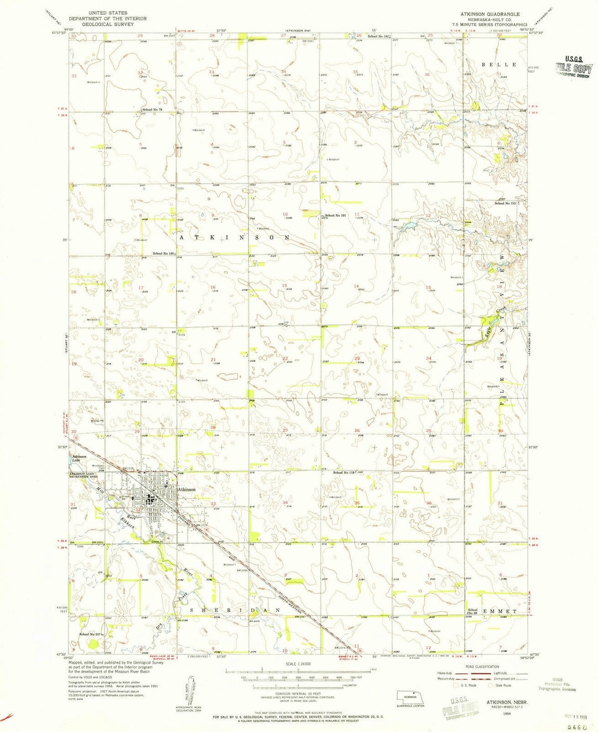 1954 Atkinson, NE - Nebraska - USGS Topographic Map v4