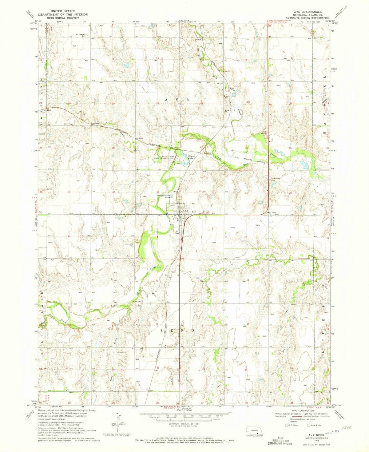 1969 Ayr, NE - Nebraska - USGS Topographic Map
