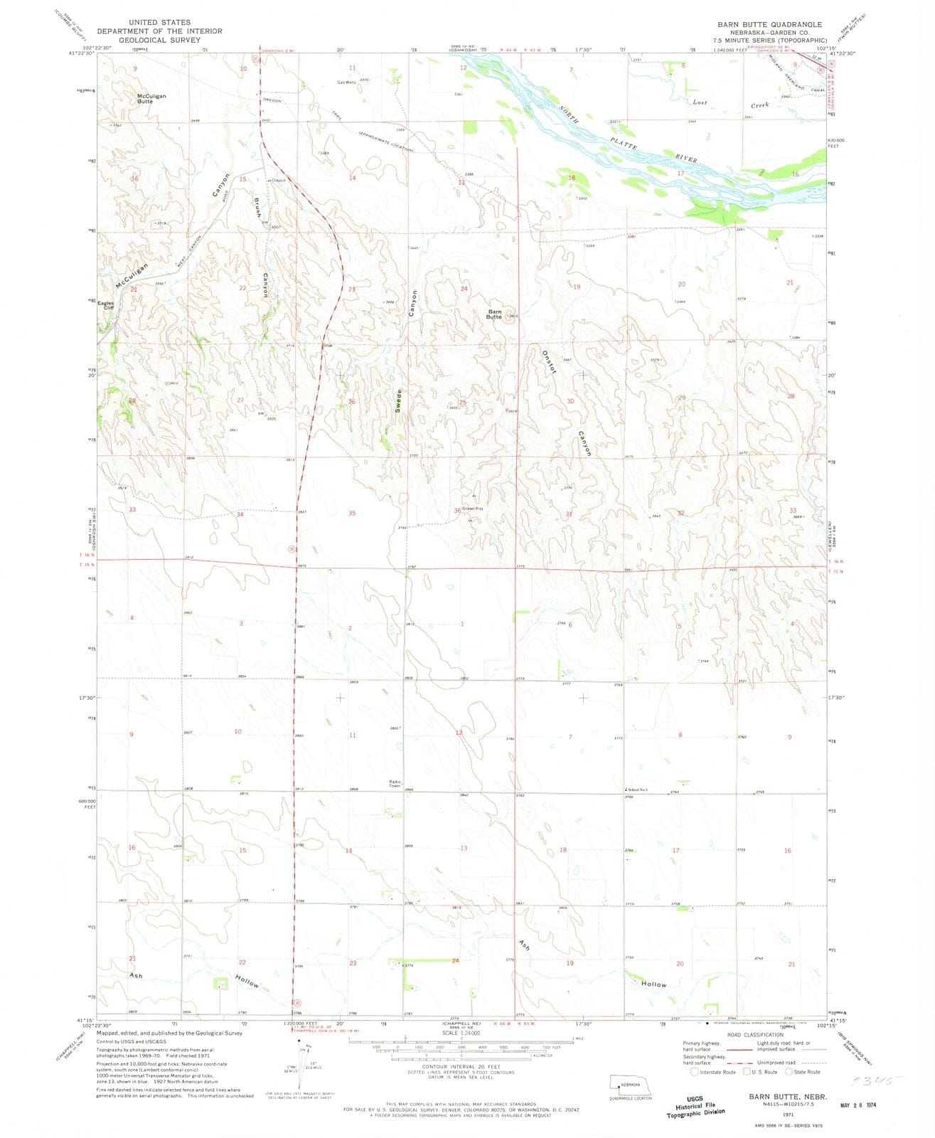 1971 Barn Butte, NE - Nebraska - USGS Topographic Map