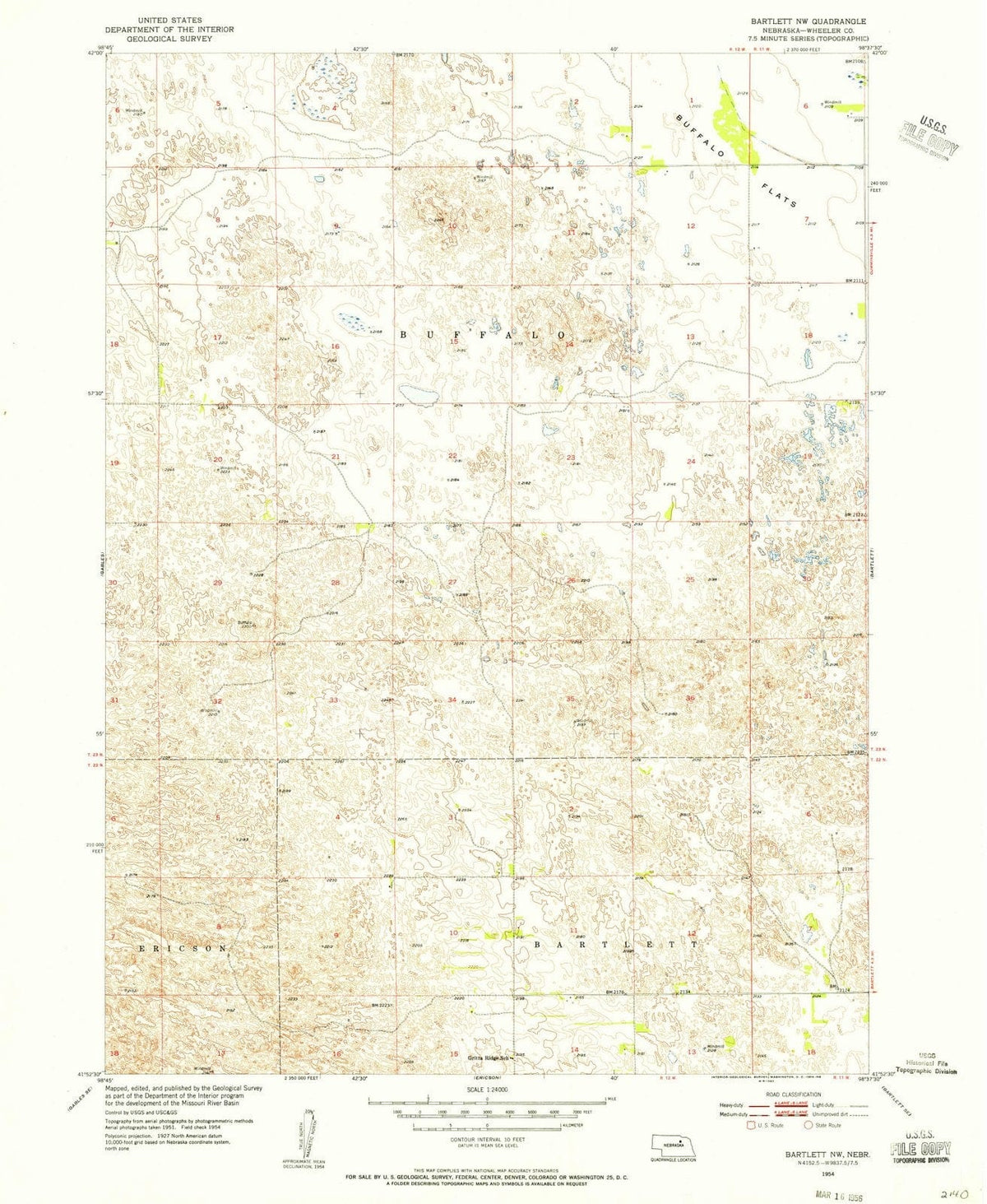 1954 Bartlett, NE - Nebraska - USGS Topographic Map