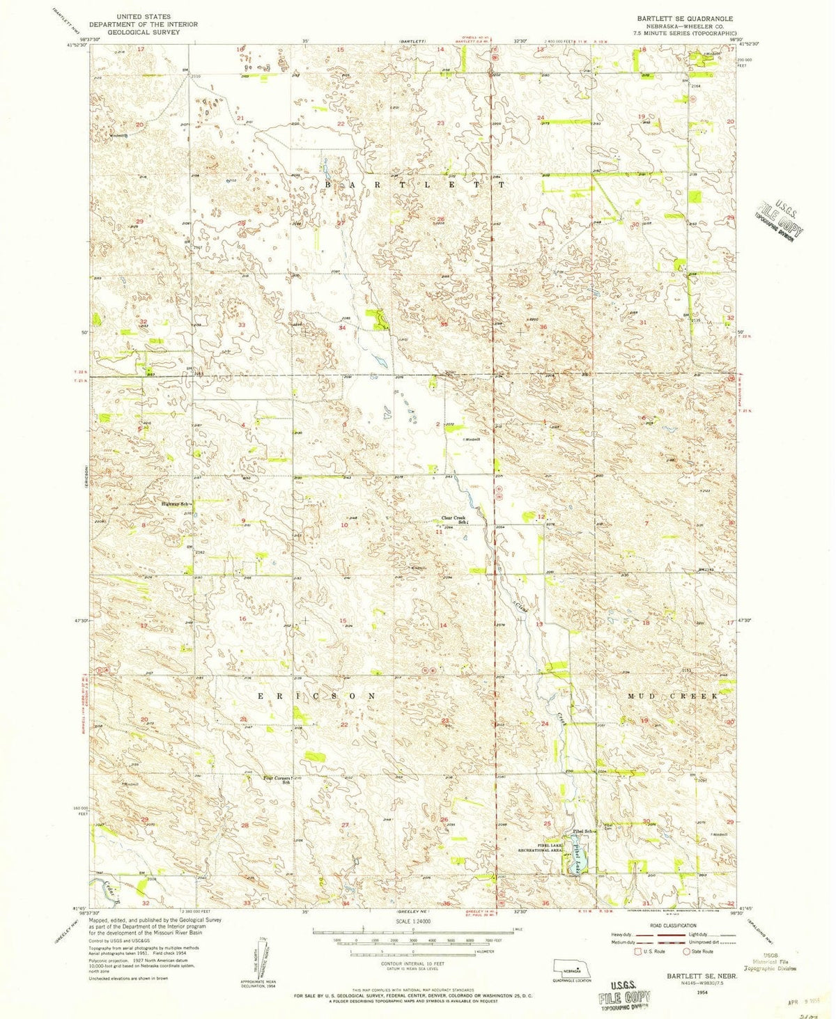 1954 Bartlett, NE - Nebraska - USGS Topographic Map v2