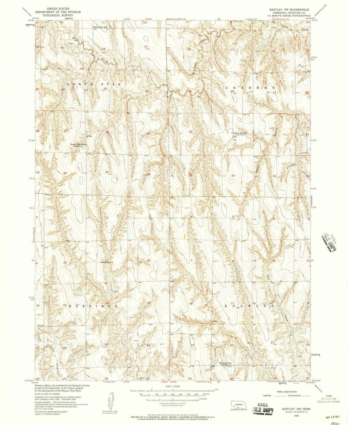 1956 Bartley, NE - Nebraska - USGS Topographic Map