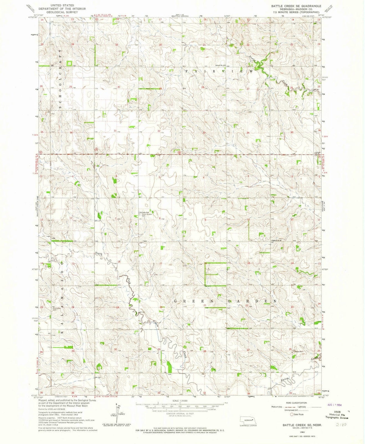1963 Battle Creek, NE - Nebraska - USGS Topographic Map