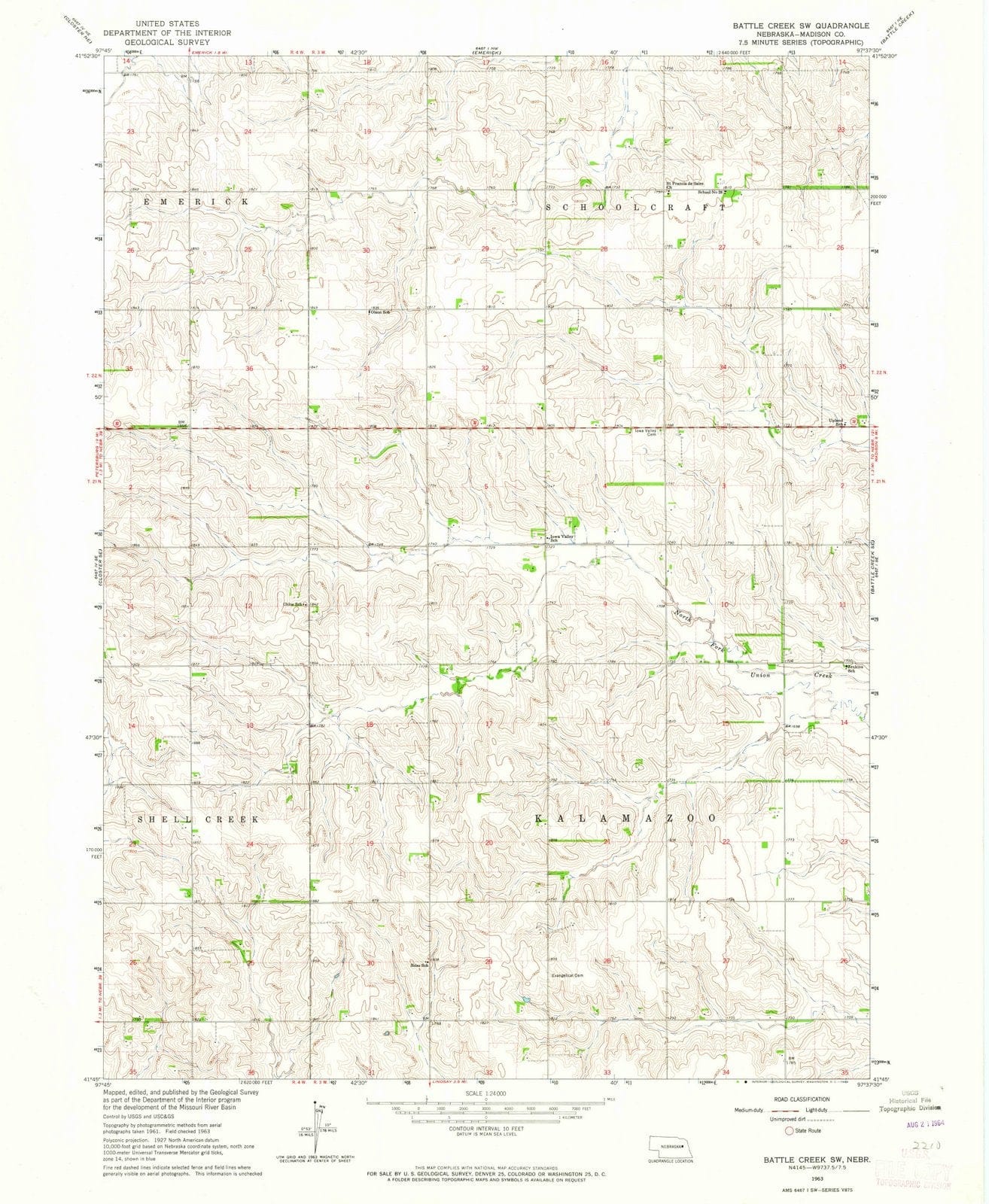 1963 Battle Creek, NE - Nebraska - USGS Topographic Map v2
