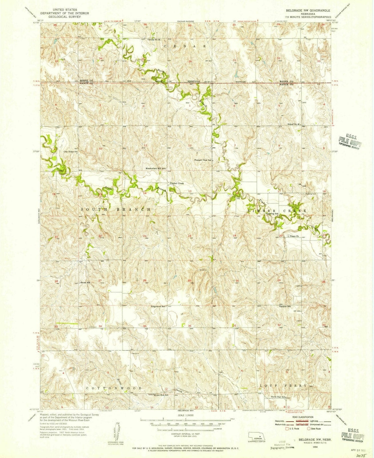 1954 Belgrade, NE - Nebraska - USGS Topographic Map