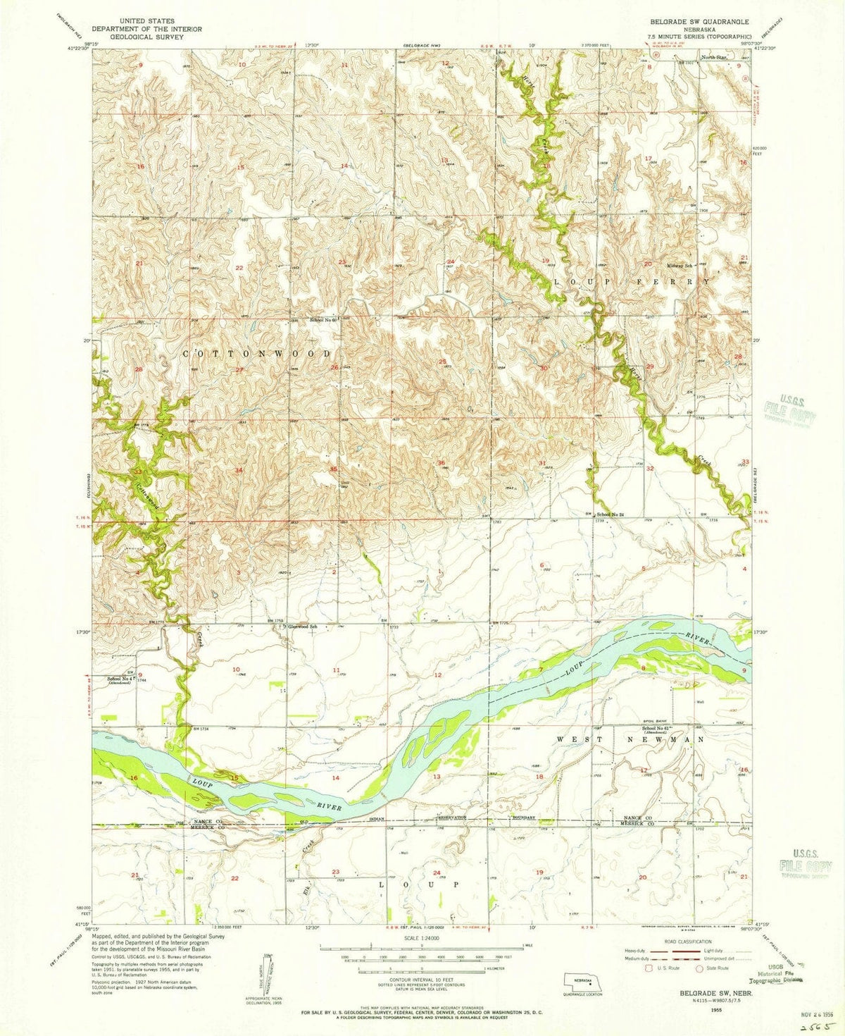 1955 Belgrade, NE - Nebraska - USGS Topographic Map