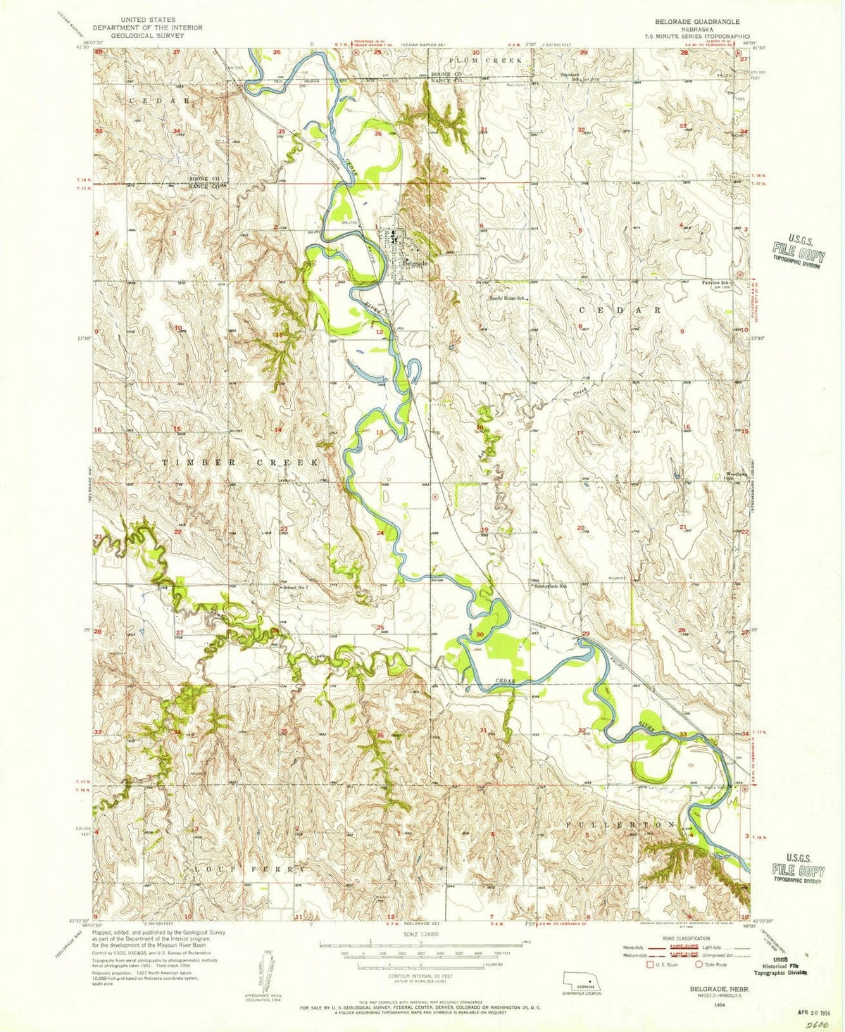 1954 Belgrade, NE - Nebraska - USGS Topographic Map v2