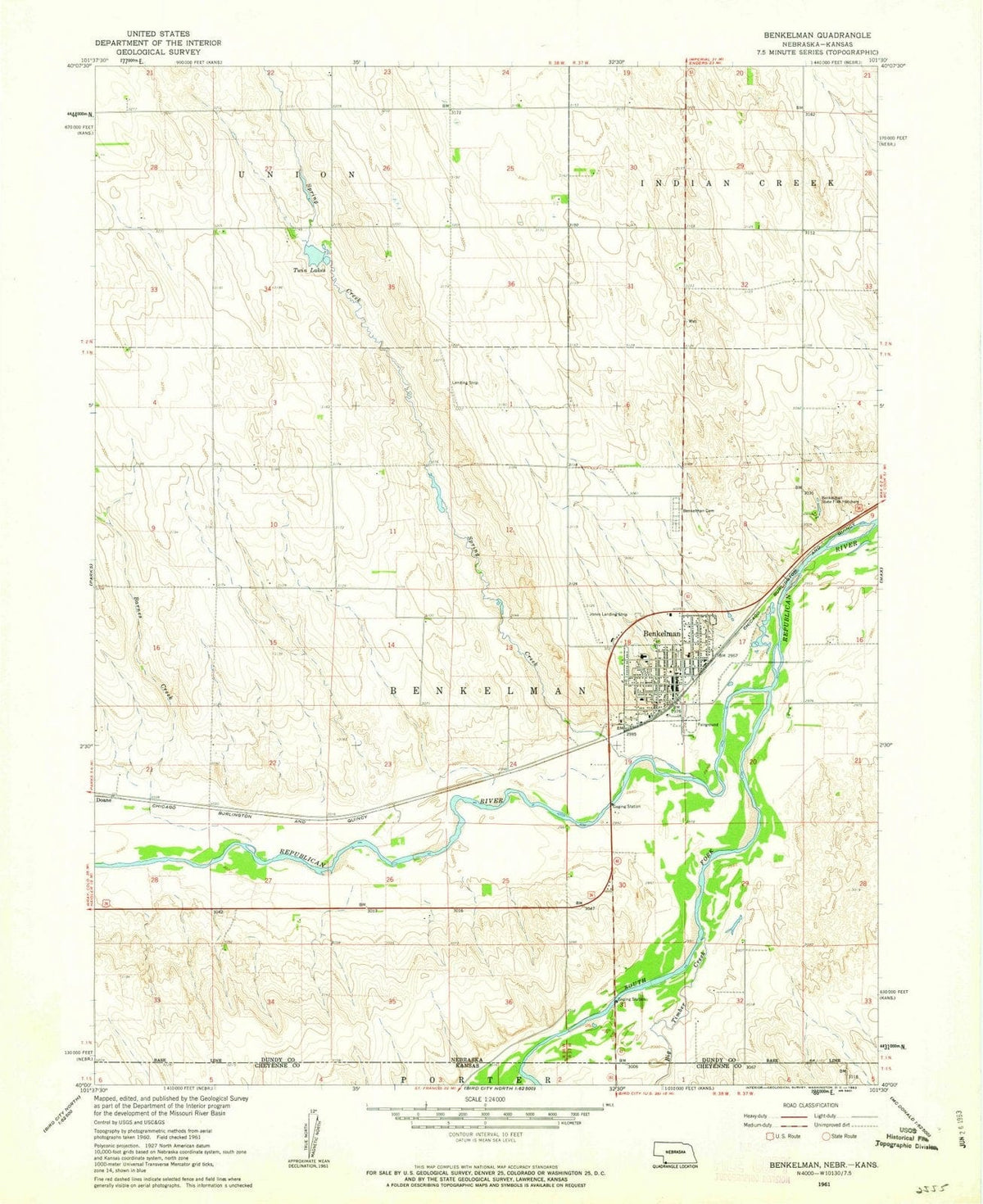 1961 Benkelman, NE - Nebraska - USGS Topographic Map