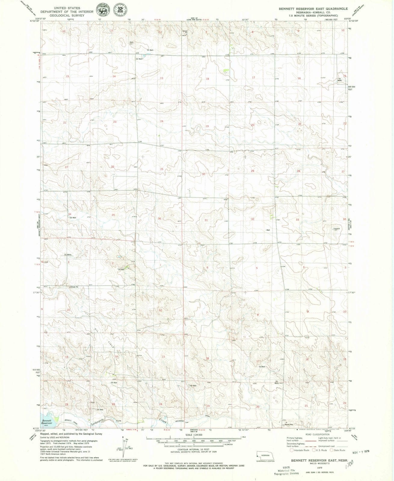 1979 Bennett Reservoir East, NE - Nebraska - USGS Topographic Map