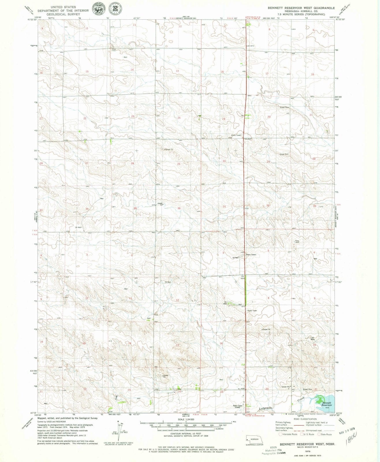1979 Bennett Reservoir West, NE - Nebraska - USGS Topographic Map