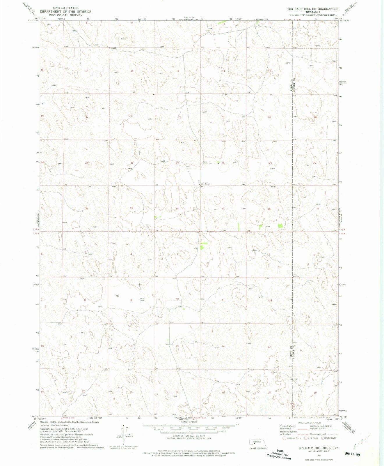 1972 Big Bald Hill, NE - Nebraska - USGS Topographic Map v2
