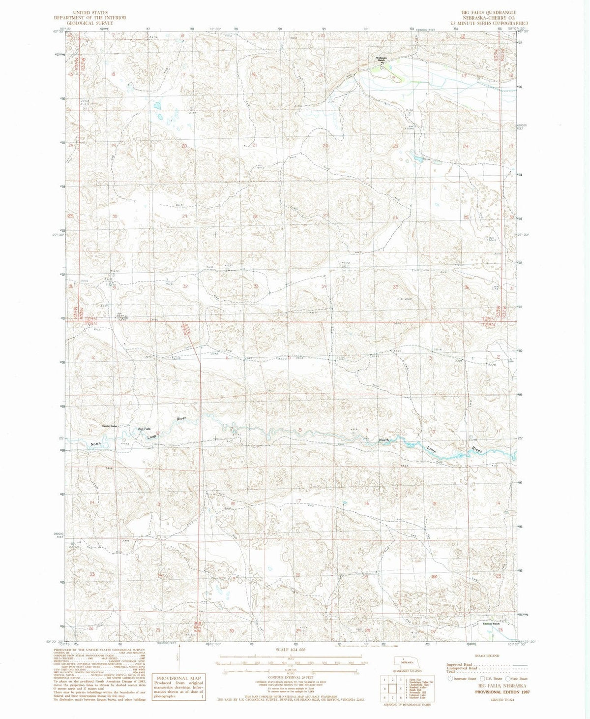 1987 Big Falls, NE - Nebraska - USGS Topographic Map