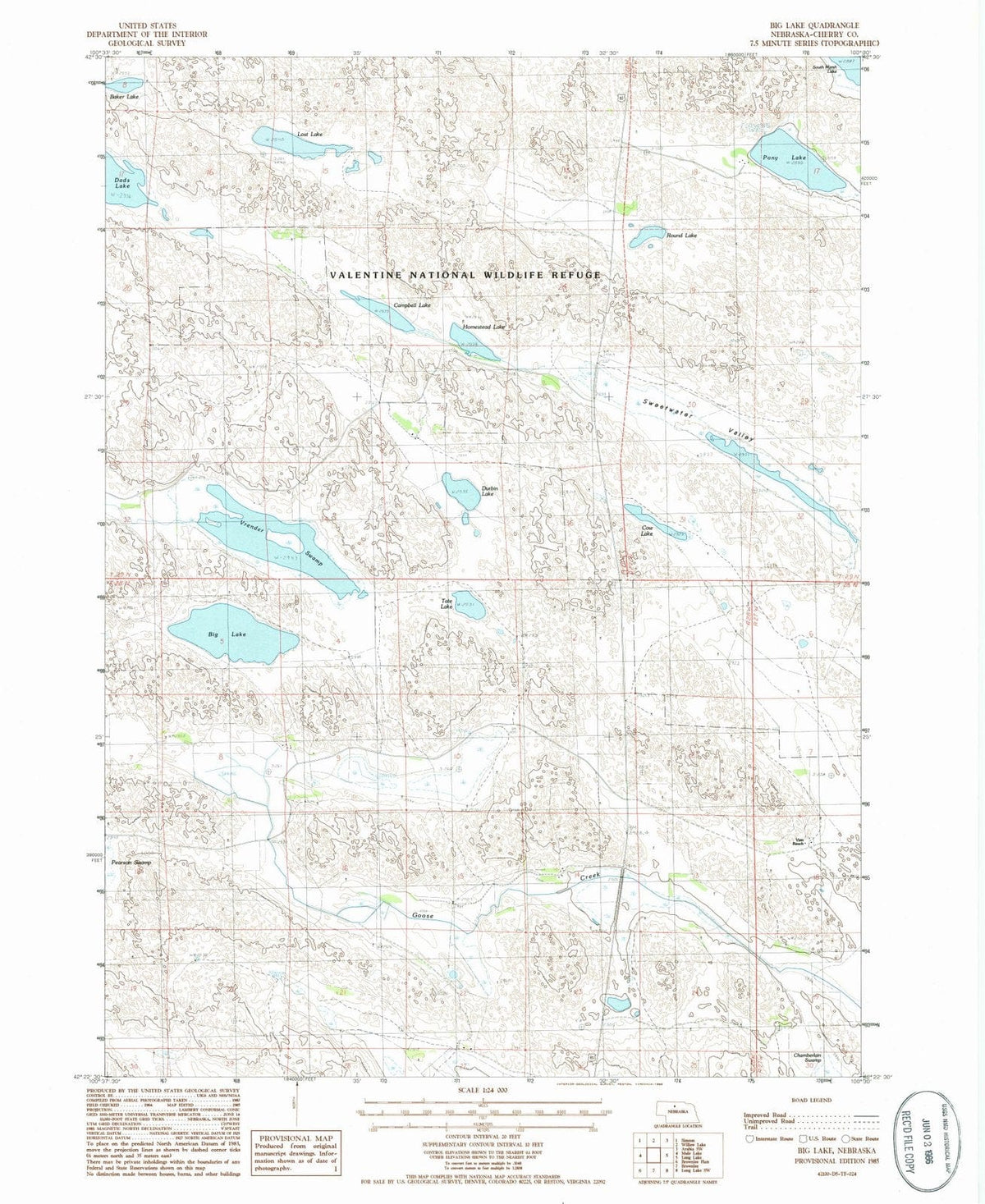 1985 Big Lake, NE - Nebraska - USGS Topographic Map