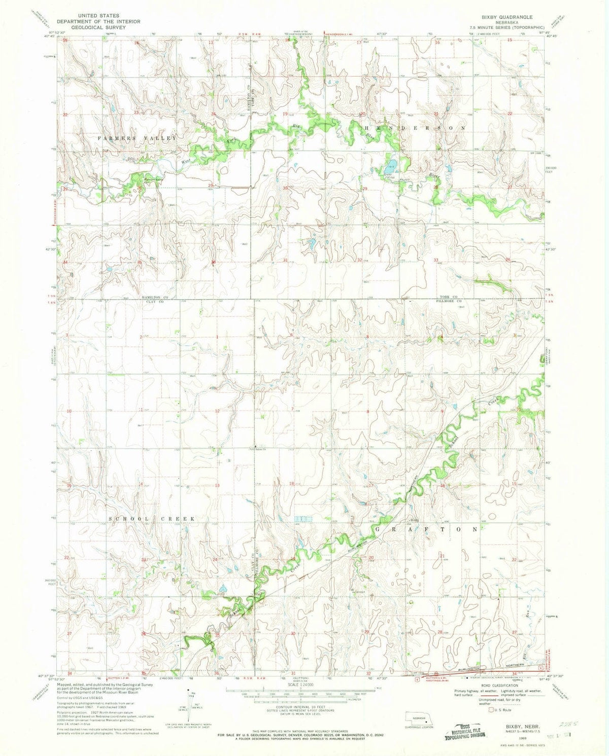 1969 Bixby, NE - Nebraska - USGS Topographic Map