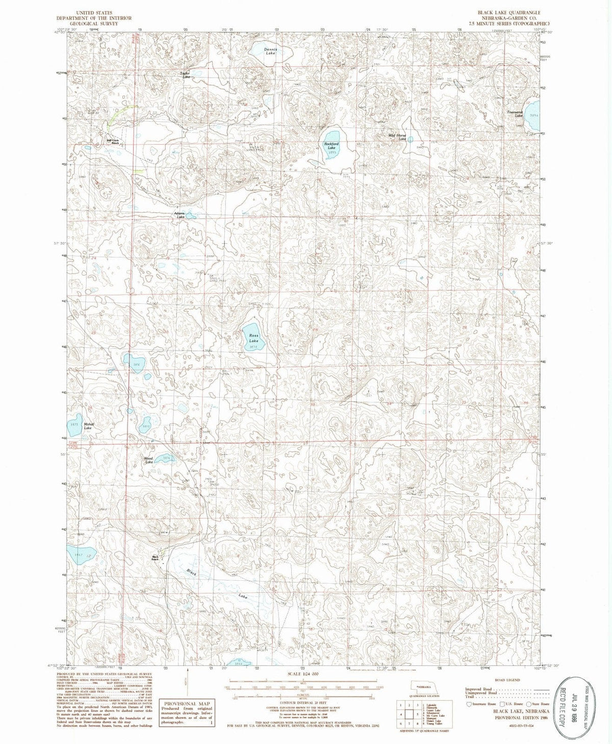 1986 Black Lake, NE - Nebraska - USGS Topographic Map