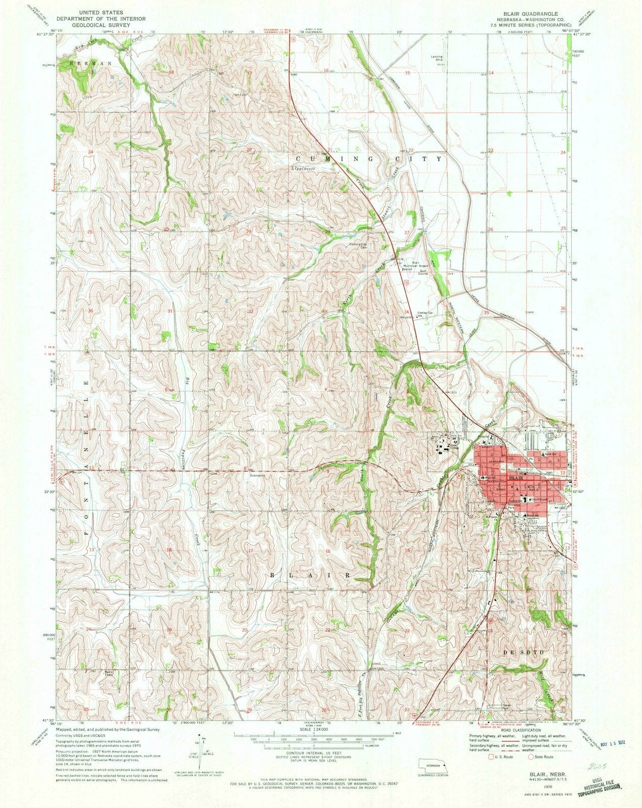 1970 Blair, NE - Nebraska - USGS Topographic Map