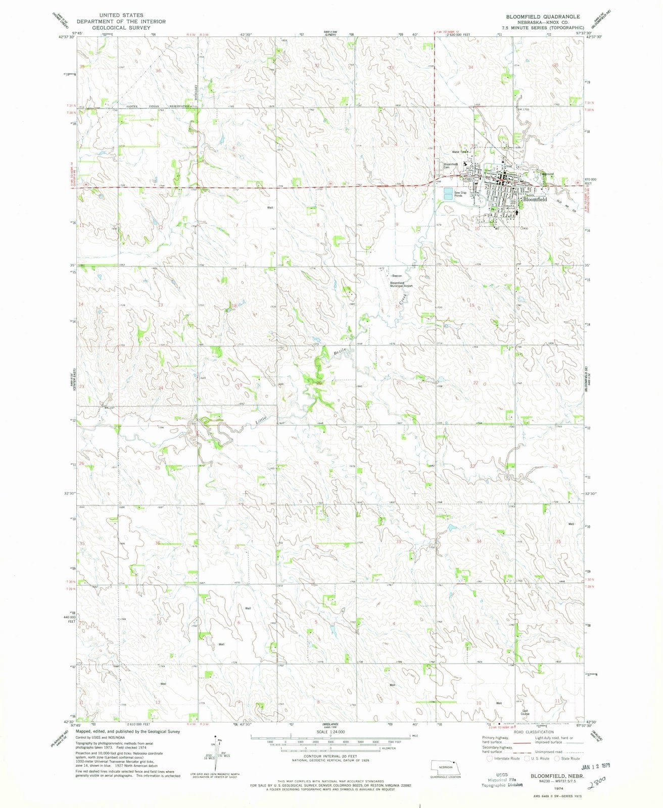 1974 Bloomfield, NE - Nebraska - USGS Topographic Map