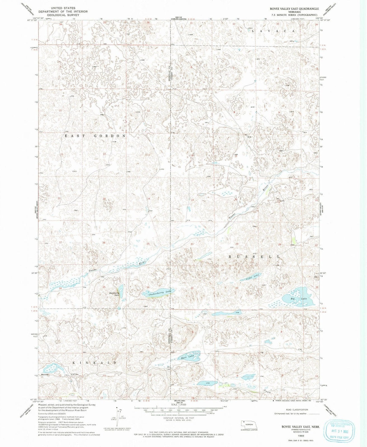 1969 Bovee Valley East, NE - Nebraska - USGS Topographic Map
