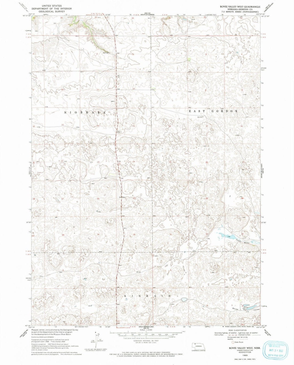 1969 Bovee Valley West, NE - Nebraska - USGS Topographic Map