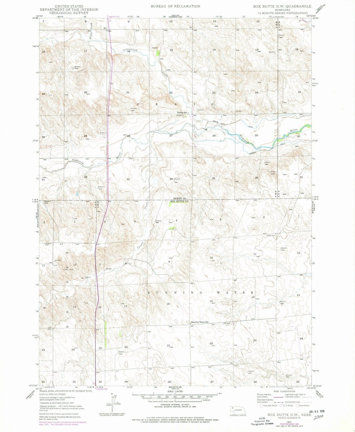 1947 Box Butte, NE - Nebraska - USGS Topographic Map v2