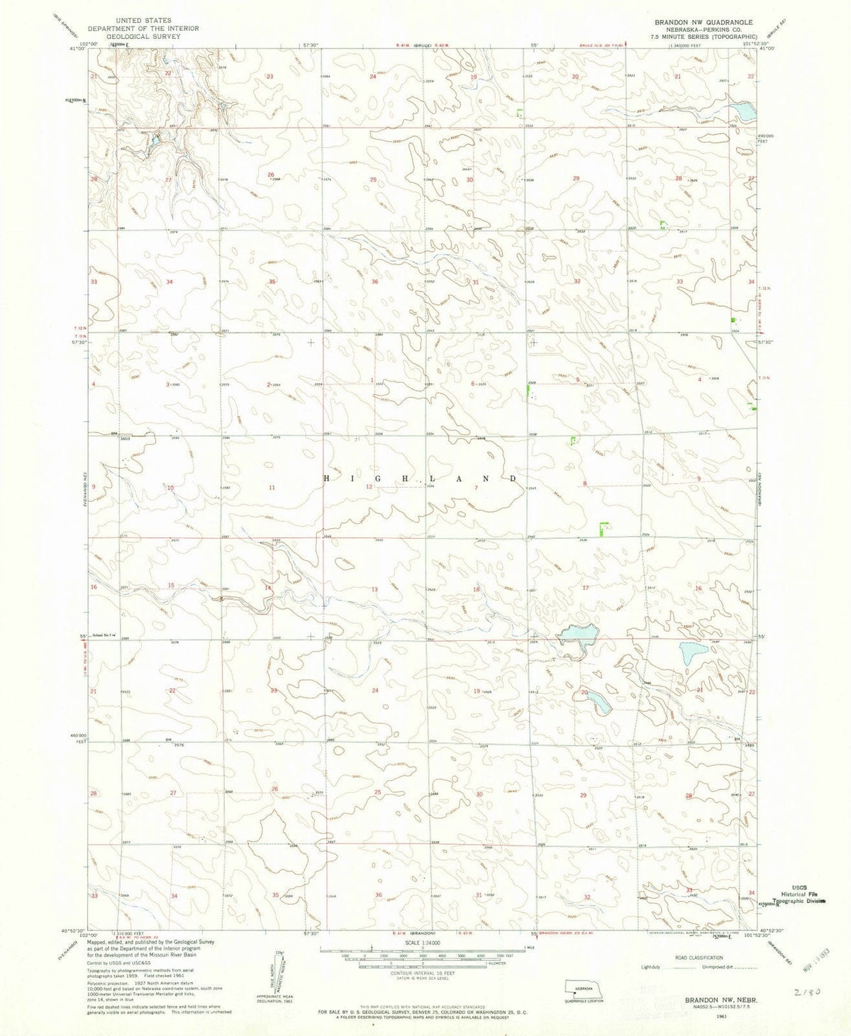 1961 Brandon, NE - Nebraska - USGS Topographic Map v2