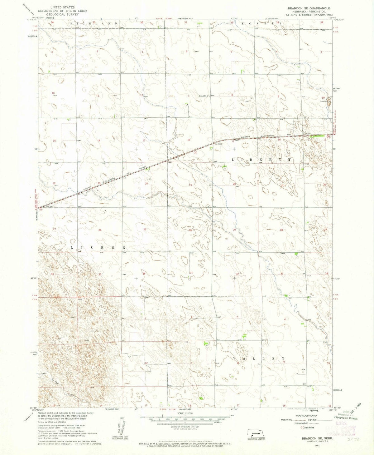 1961 Brandon, NE - Nebraska - USGS Topographic Map v3