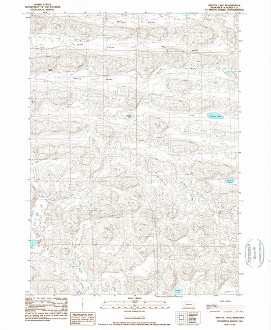 1989 Bristol Lake, NE - Nebraska - USGS Topographic Map